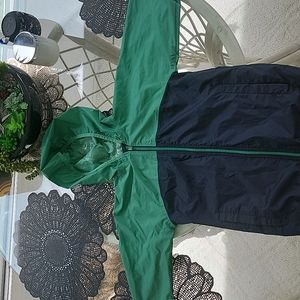 Blue and green kids rain jacket